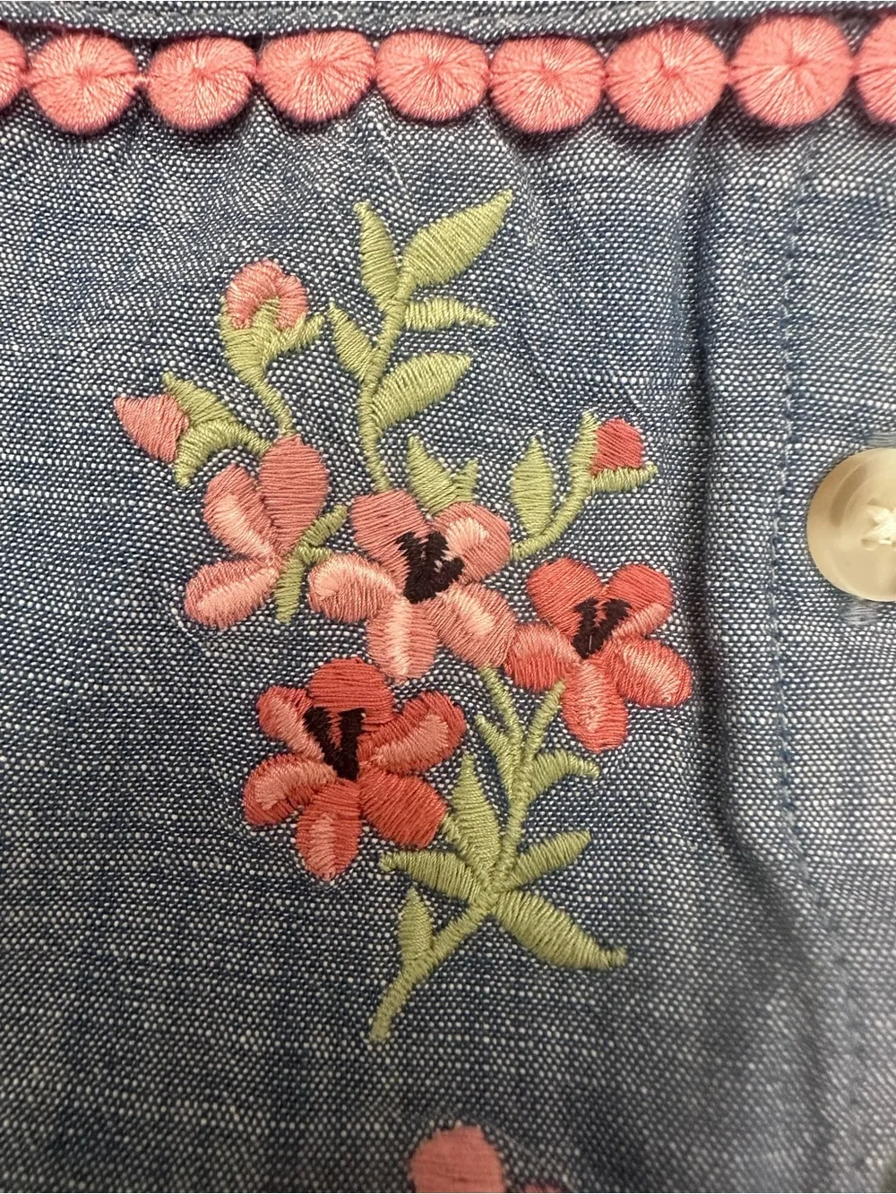 NWOT Gymboree Floral Embroidered Chambray Shirt
